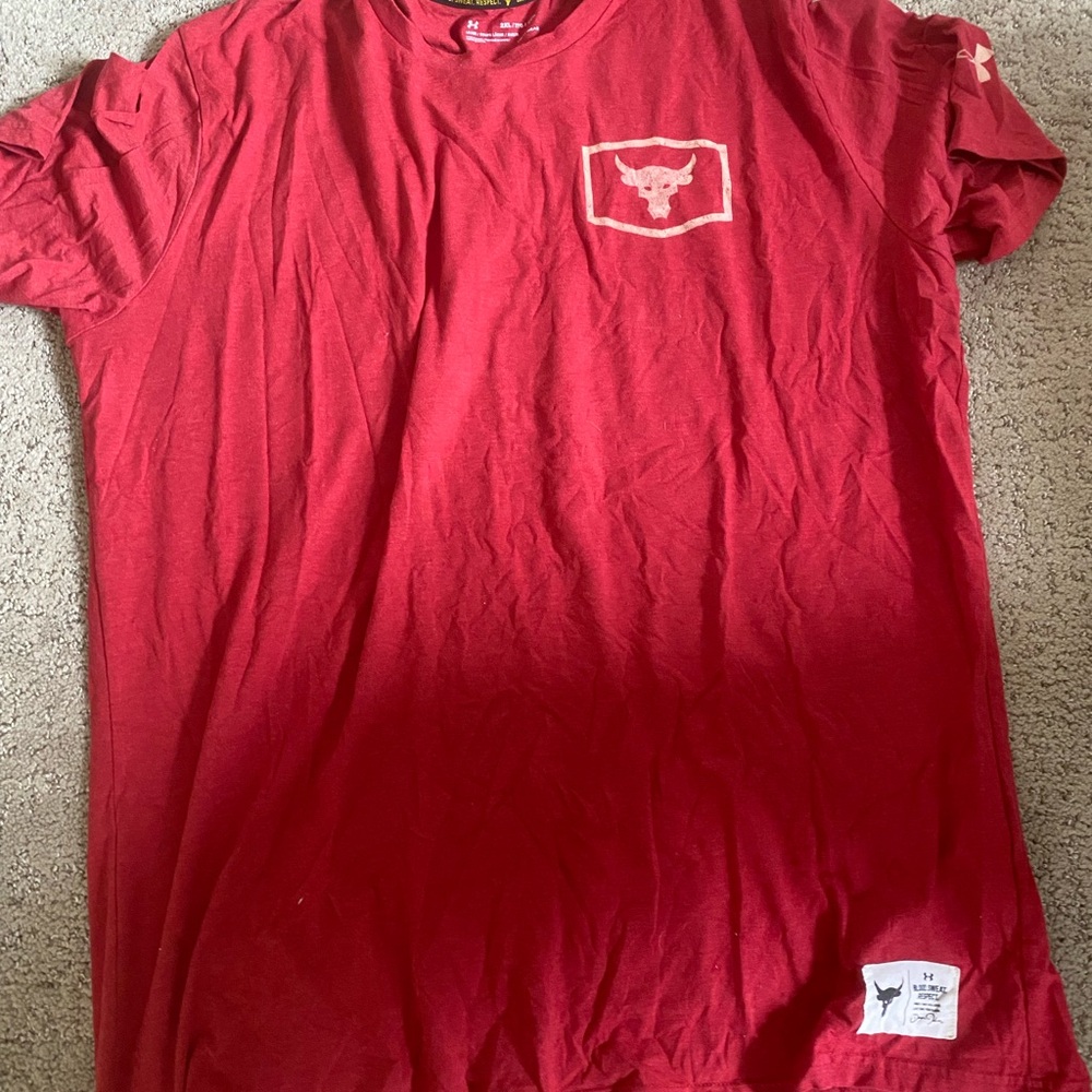 THE ROCK Under Armour Red Short Sleeve Tee